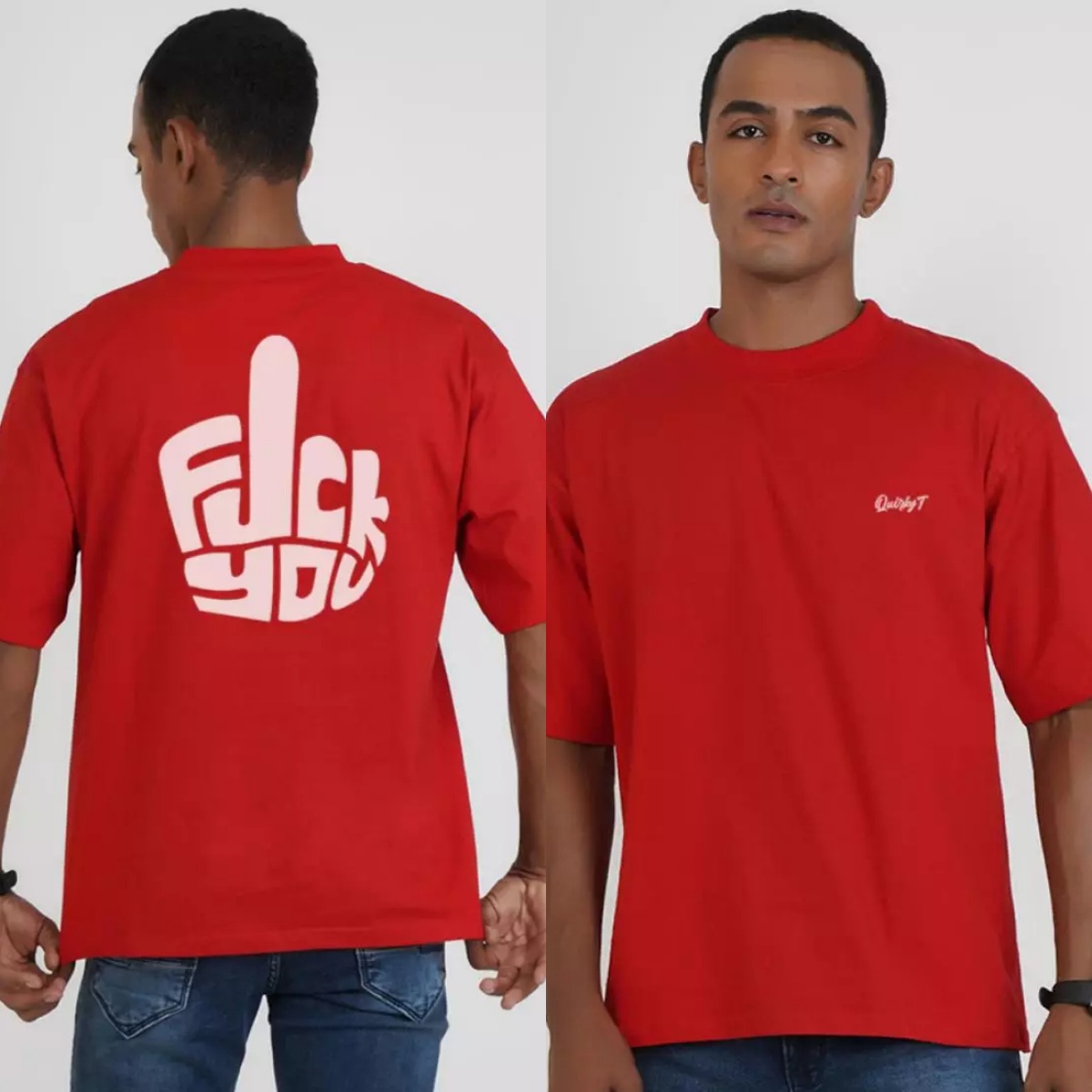 Streetwear Brand Red - تي شيرت قطني بتصميم جرافيكي من