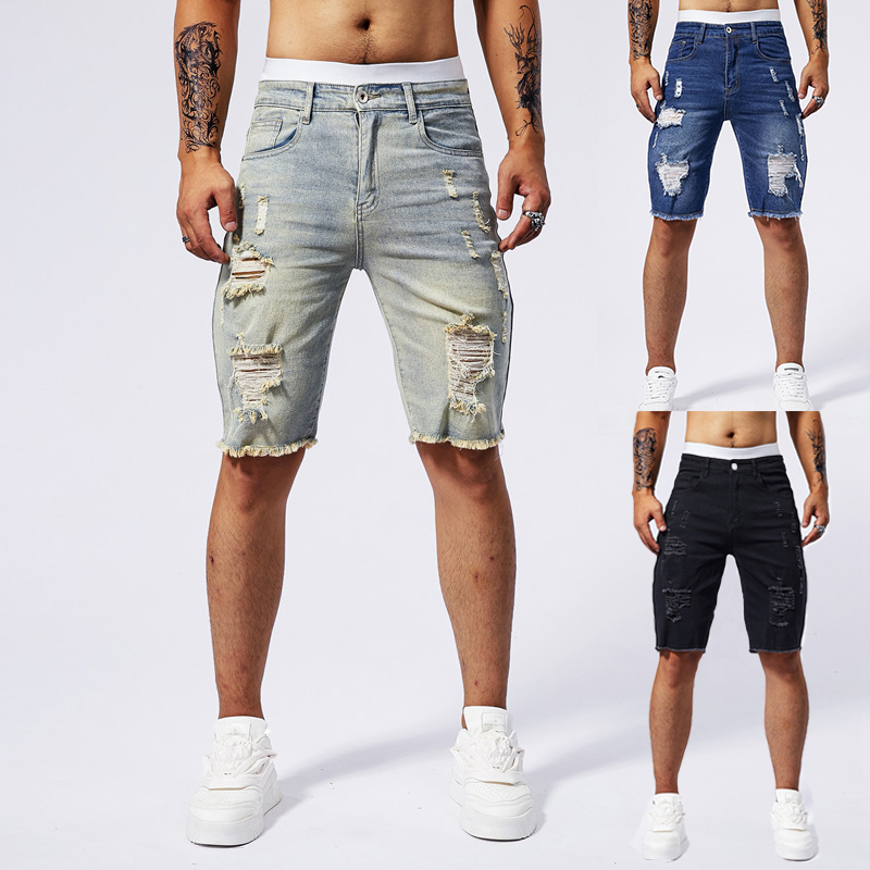 Streetwear Brand For Men - 2025 صيف جديد الرجال ممزق الدينيم